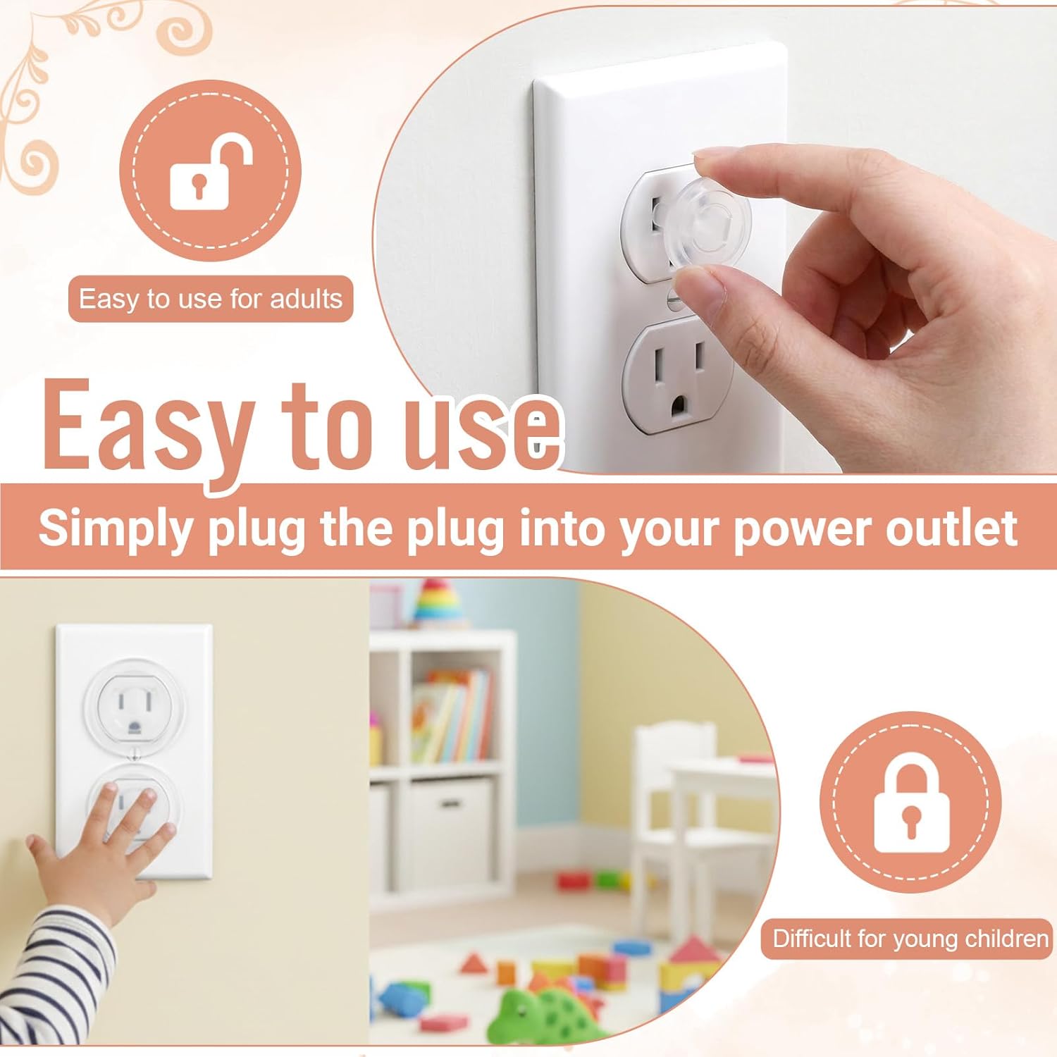 200 Pcs Outlet Covers Bulk, Clear Plastic Plug Covers Electricity Safe Secure Proofing Kit Easy Install for Home, Office, School