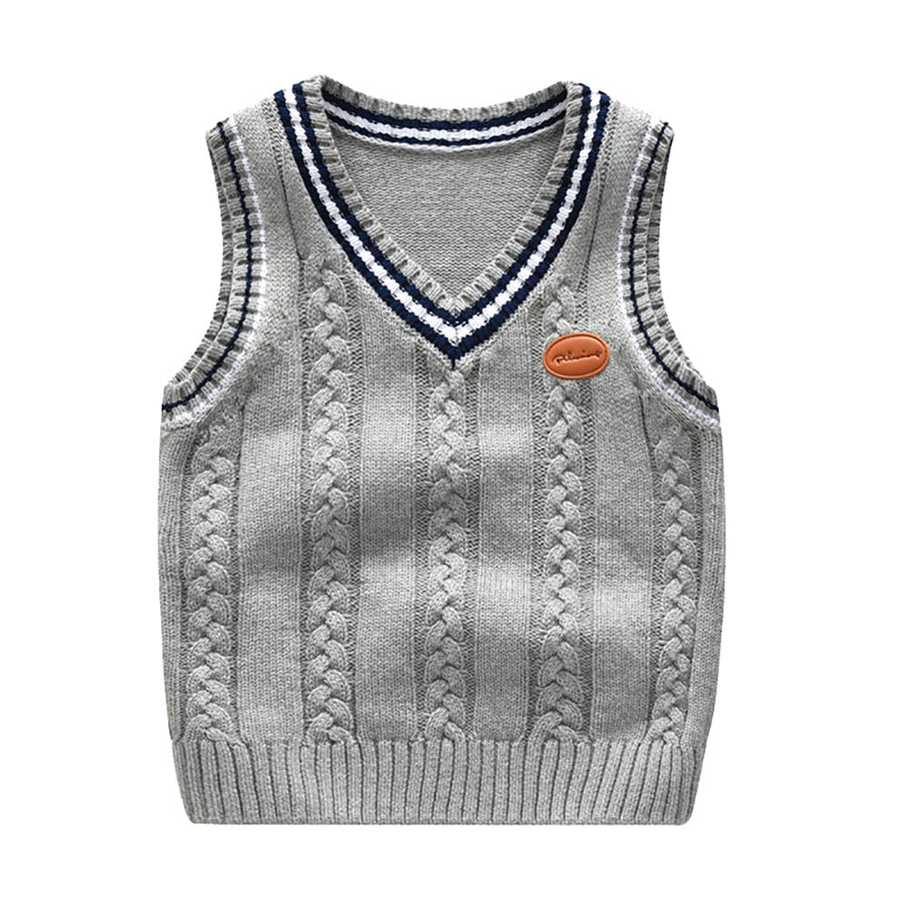 Chaleco de Punto para Niños Camiseta sin Mangas Jersey con Cuello en V Otoño 1-7 Años