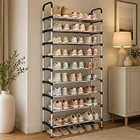 Sapateira Vertical em Alumínio 9 Prateleiras para 27 Pares, Organizador Compacto para Sapatos, Resistente e Fácil Montagem, Ideal para Closet, Quarto, Entrada e Lavanderia