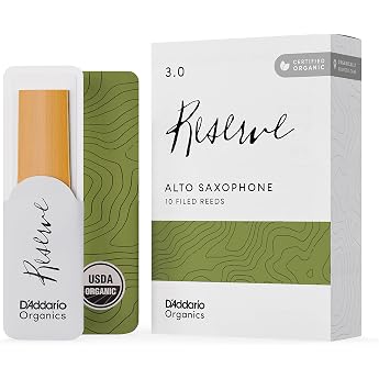 D'Addario Organisch Reserve Alto Saxophon-Stimmzungen - Saxophonrohre - Das erste und einzige Bio-Schilfrohr - 3.0 St&auml;rke, 10