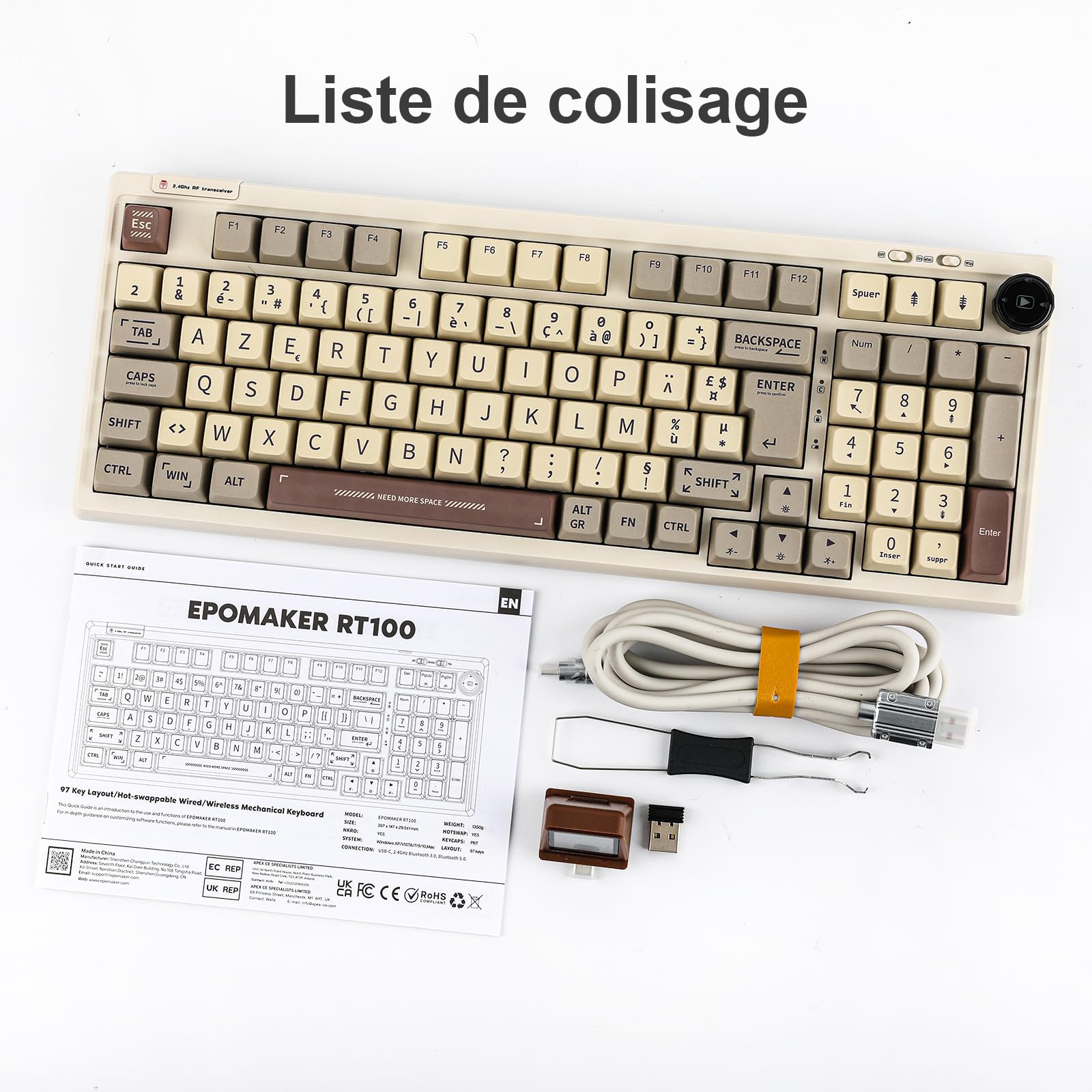 EPOMAKER RT100 98 Touches ISO (FR AZERTY) Clavier mécanique Gaming