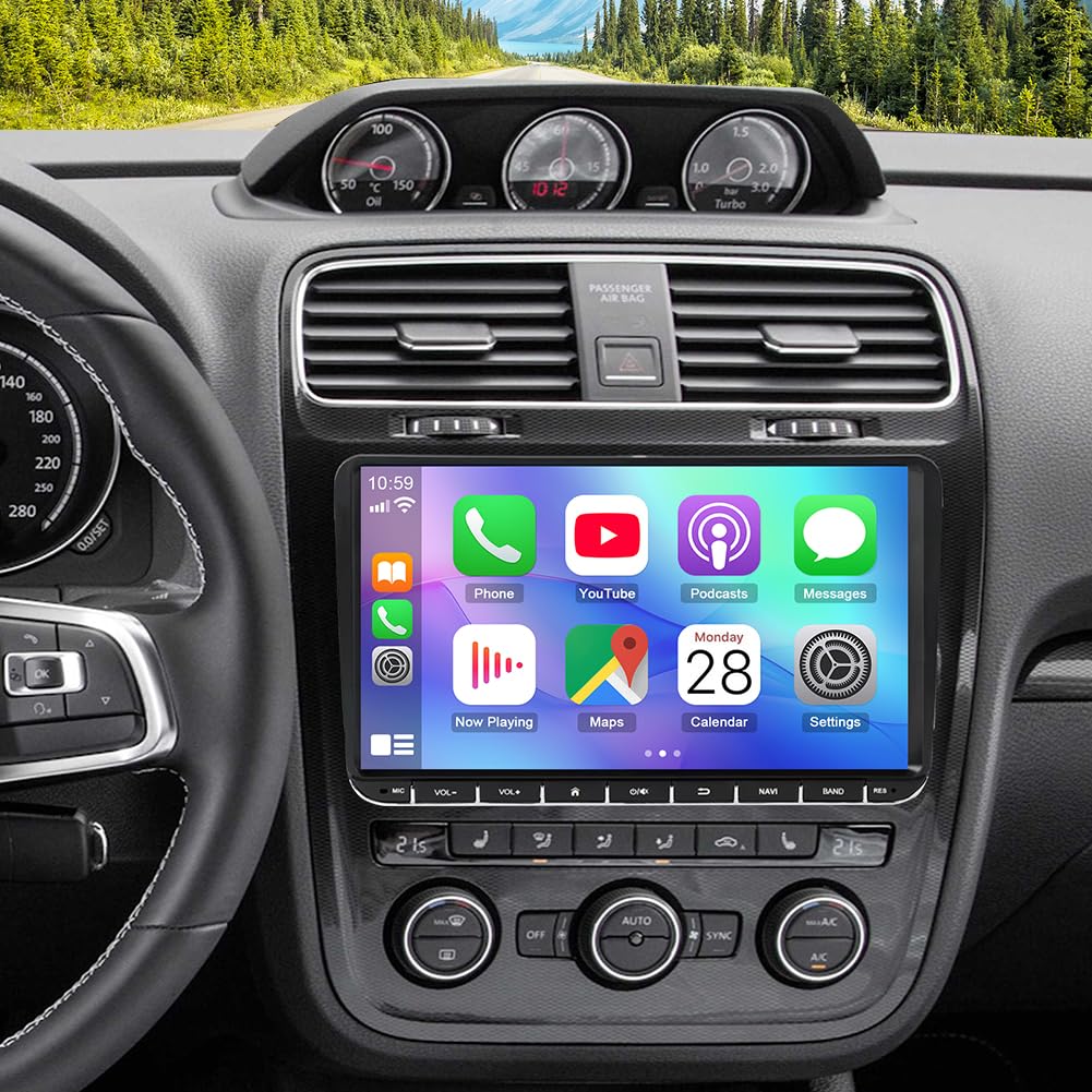 Radio samochodowe 2 + 32 G do VW Scirocco 2009-2014 z bezprzewodowym Carplay Android Auto, 9-calowy ekran dotykowy Auto Stereo Display Player Radio GPS Navigation Head Unit z Bluetooth WLAN FM RDS SWC