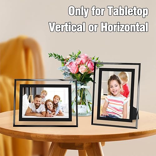 Miniatura 2 de Marcos de fotos de 4 x 6 pulgadas, color negro, juego de 2, marcos de fotos de vidrio real HD de 4 x 6 para exhibición de mesa, regalos de boda,