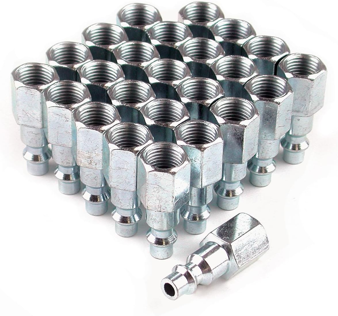 Primefit IP1414FS-B25-P (25 Pack) Industrial Style Air Quick Connect Plugs/Nipples 1/4" x 1/4" Female NPT