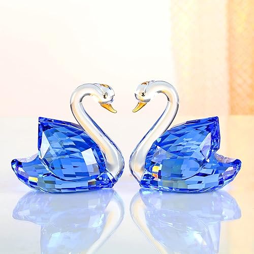 Miniatura 3 de DOJOZ Cisne de cristal, un par de regalos dulces para el día de San Valentín, colección de figuras brillantes de pisapapeles para centro de mesa