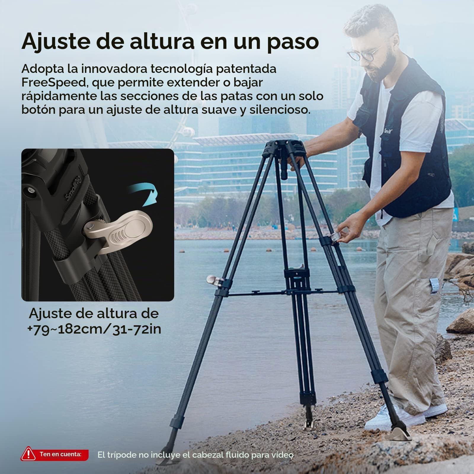 SMALLRIG 72" Trípode de Fibra de Carbono, Trípode de Video de 32" - 72" con Sistema de Bloqueo de un Solo Paso, para MFT (501PL) y Cámaras, con Tazón de 75mm, MAX Carga 25kg / 55lbs - 4167