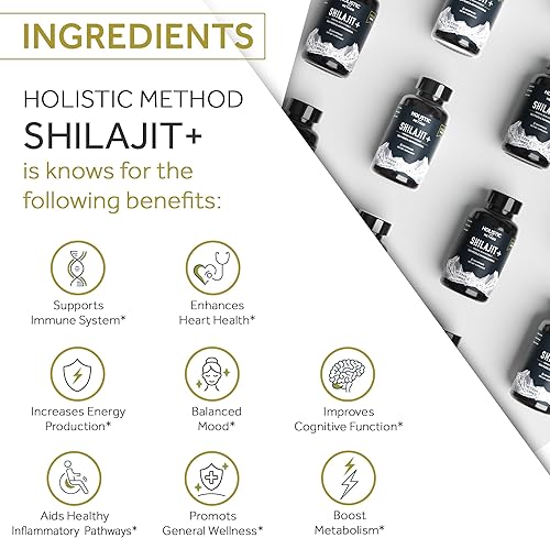 Miniatura 3 de Shilajit puro del Himalaya para hombres y mujeres, 120 cápsulas de resina Shilajit con musgo marino, ashwagandha, rodiola y ginko biloba, promueve