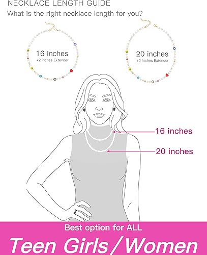 Miniatura 3 de Collar de perlas genuinas para adolescentes, mujeres, hombres, gargantilla de 16 pulgadascollar de 20 pulgadas, regalo de joyería único