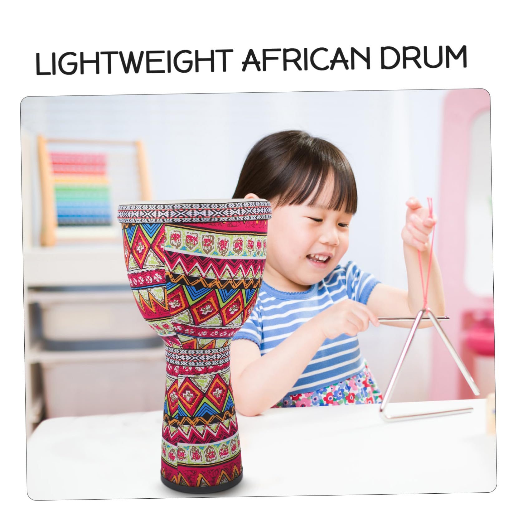 Hemobllo Tamburo Africano per Bambini 8,5 Pollici Leggero Abs Fondo Piatto Strumento a Percussione per Principianti Facile da Conservare dal Suono Eccellente