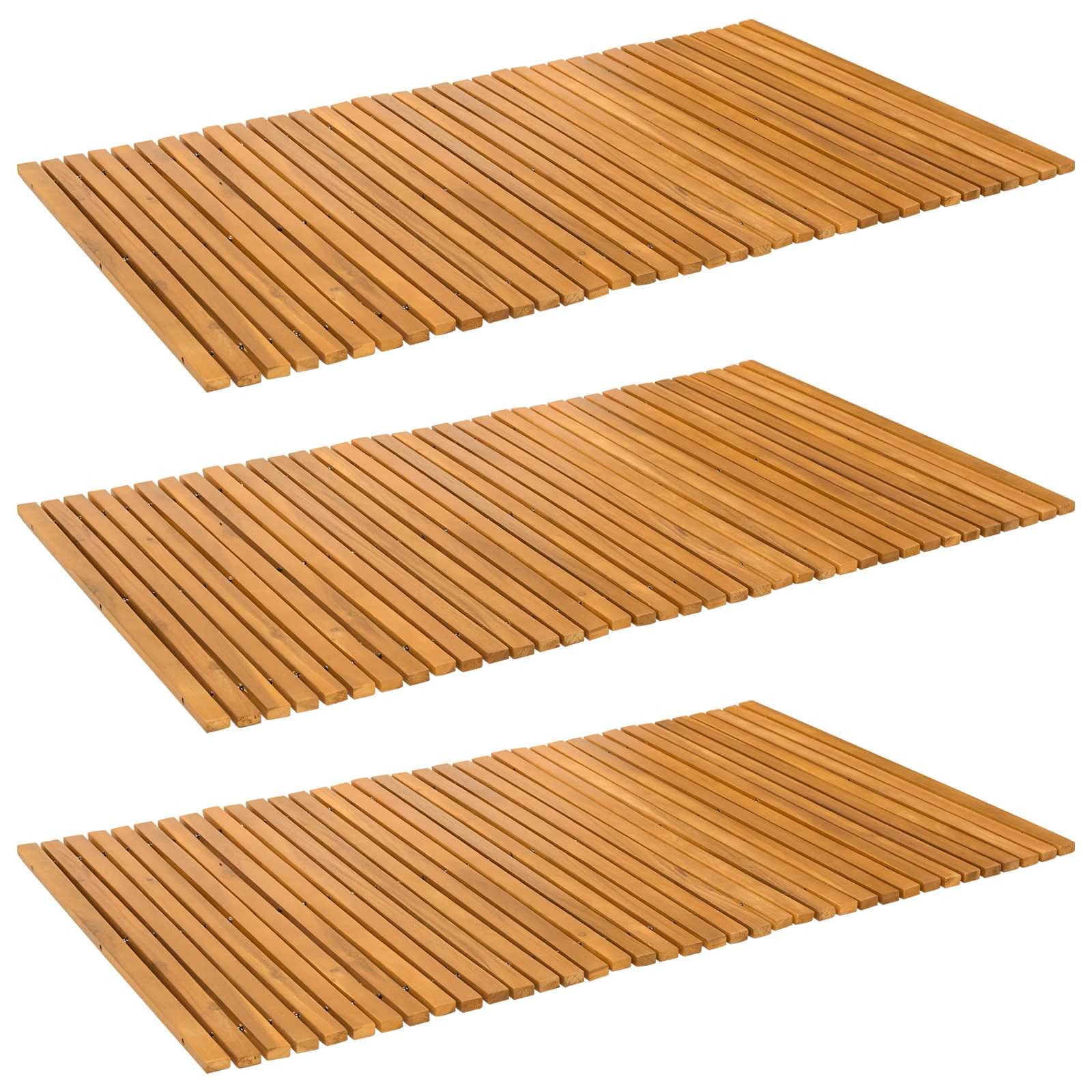 vidaXL Badematte 3 STK. Natur 100 x 60 cm Massivholz Akazie