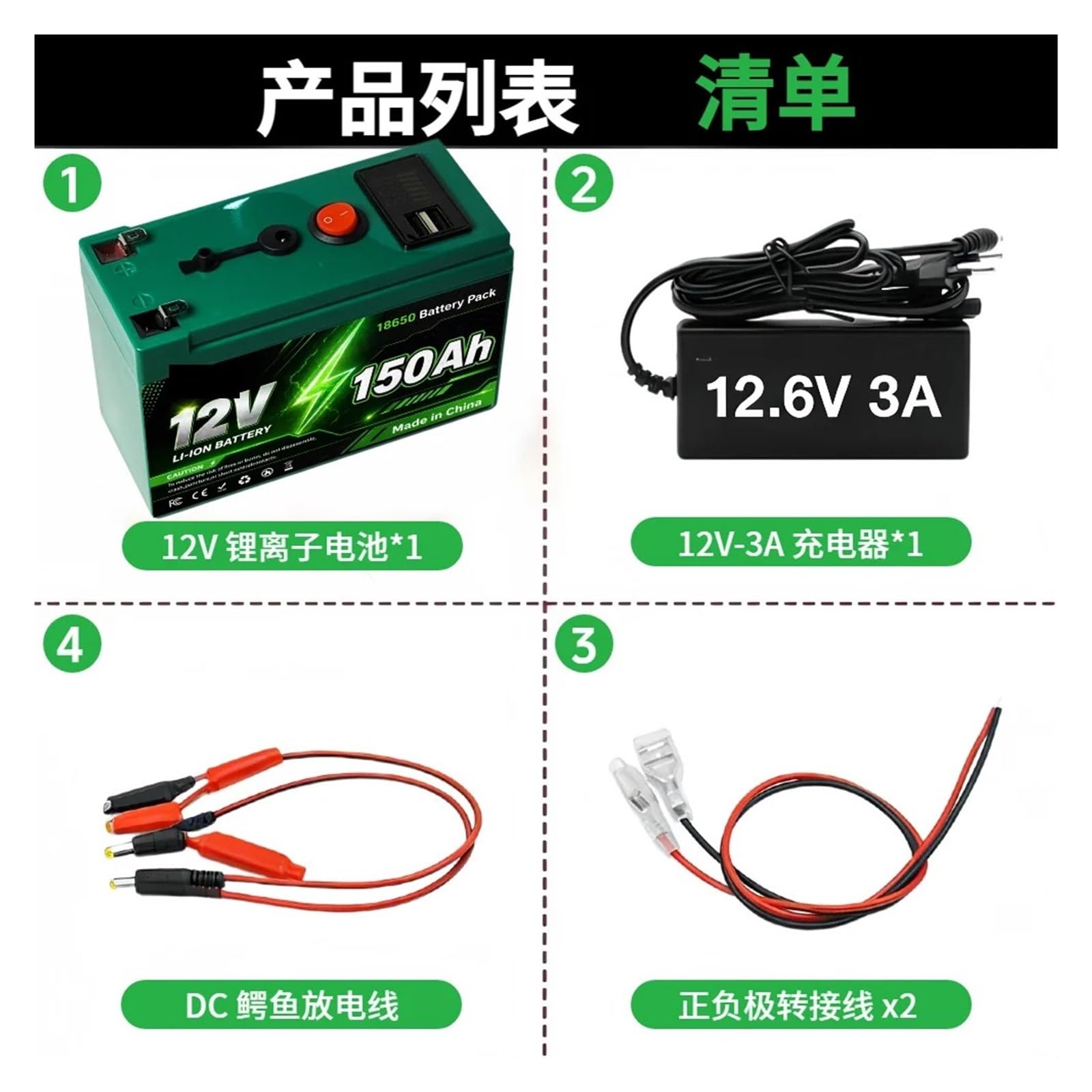 Batteria LiFePO4 12V 150Ah Integrata BMS | For solare/UPS/Fish Finder/RV/Dynamo/Barca/Batteria agli ioni di litio da 12 V for esterni(1pcs 100Ah Charger)
