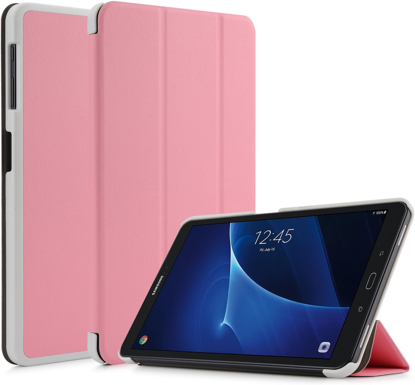 Stand Case Cover for Samsung Galaxy Tab A 10.1 Inch, SM-T580 T585 [Without S Pen Version], with 3 Folds, Auto Wake up, Pink