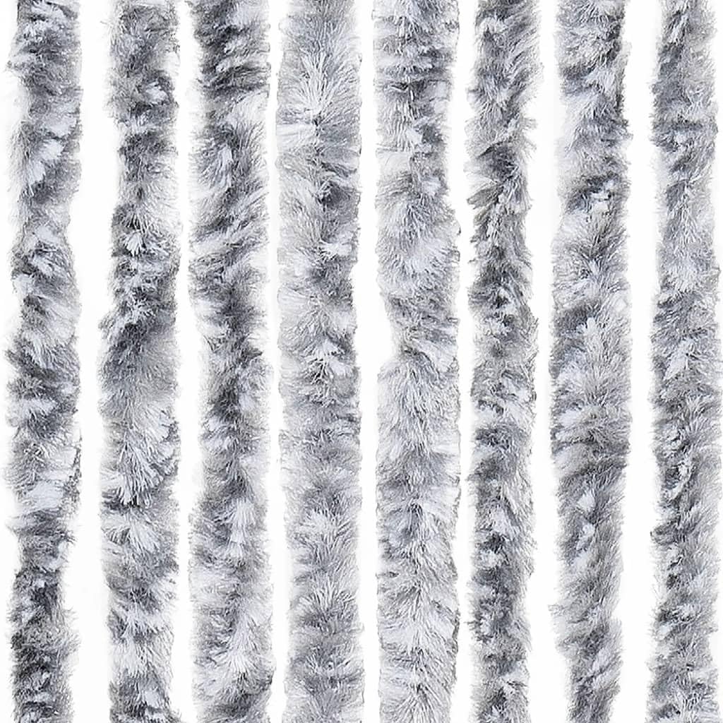 Zasłona szenilowa, biała, szara, 118 x 220 cm, siatka na muchy, siatka okienna, zasłona, lamela, zdejmowana zasłona na balkon, taras, do kuchni, piwnicy, wentylacja przeciw owadom