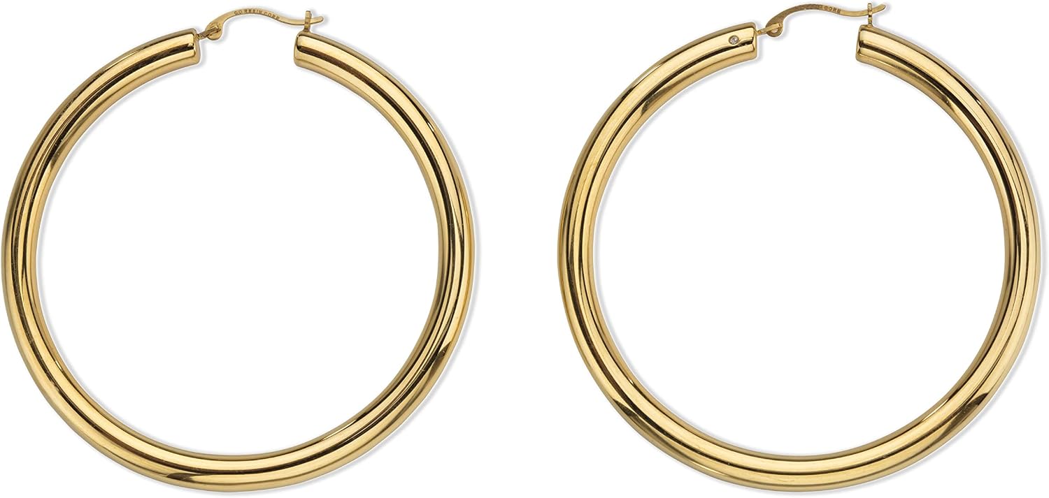 PalmBeach 14K Yellow Gold Polished Nano Diamond Resin Filled Hoop Earrings (49mm)