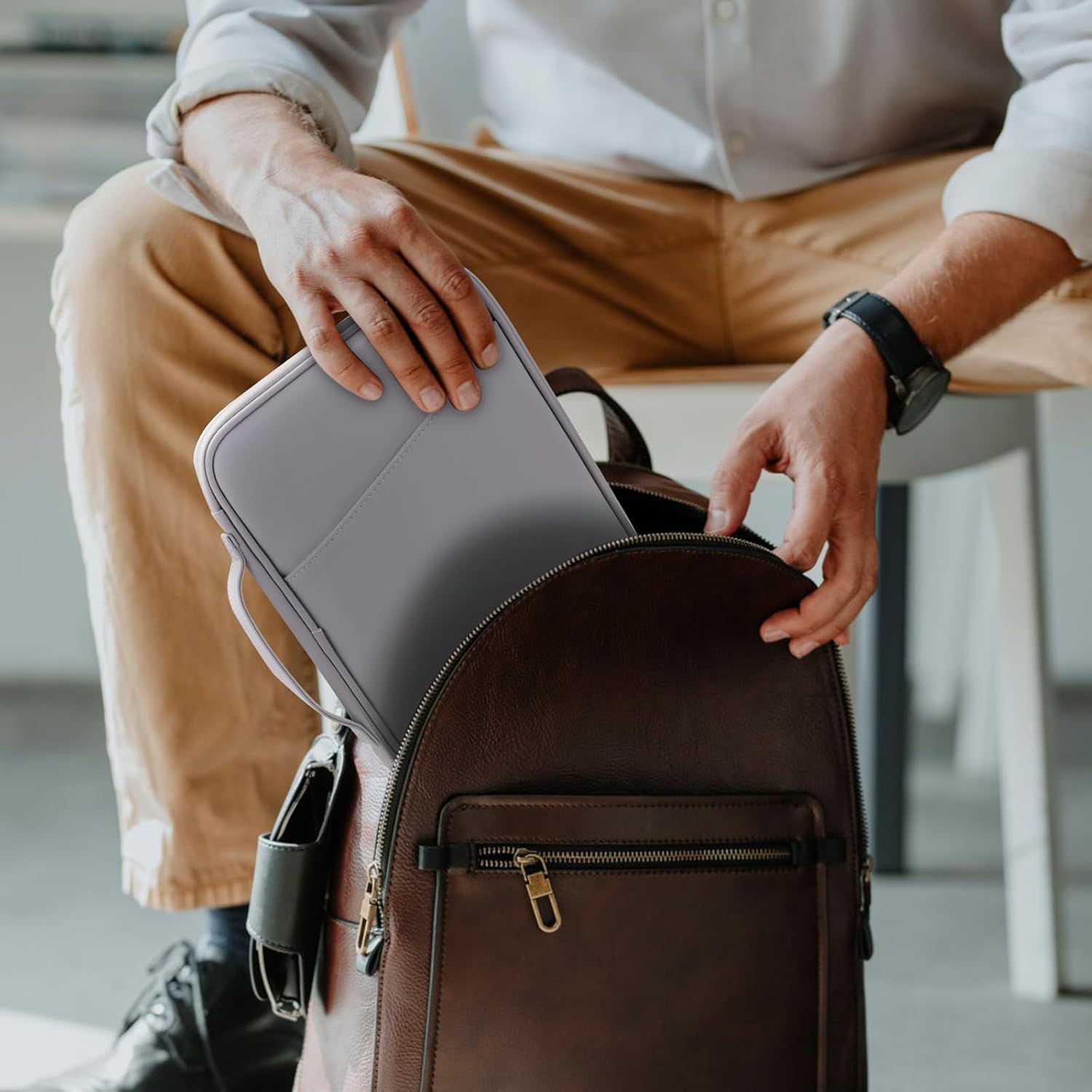 11 Inch Tablet Sleeve Case, 9-11 Inch Padded Pouch Bag for iPad Pro 11-in (M4), iPad 10.9 (10th Gen), iPad Air 11-in (M2), Galaxy Tab S8/S9 (PU-Gray11) - Image 4