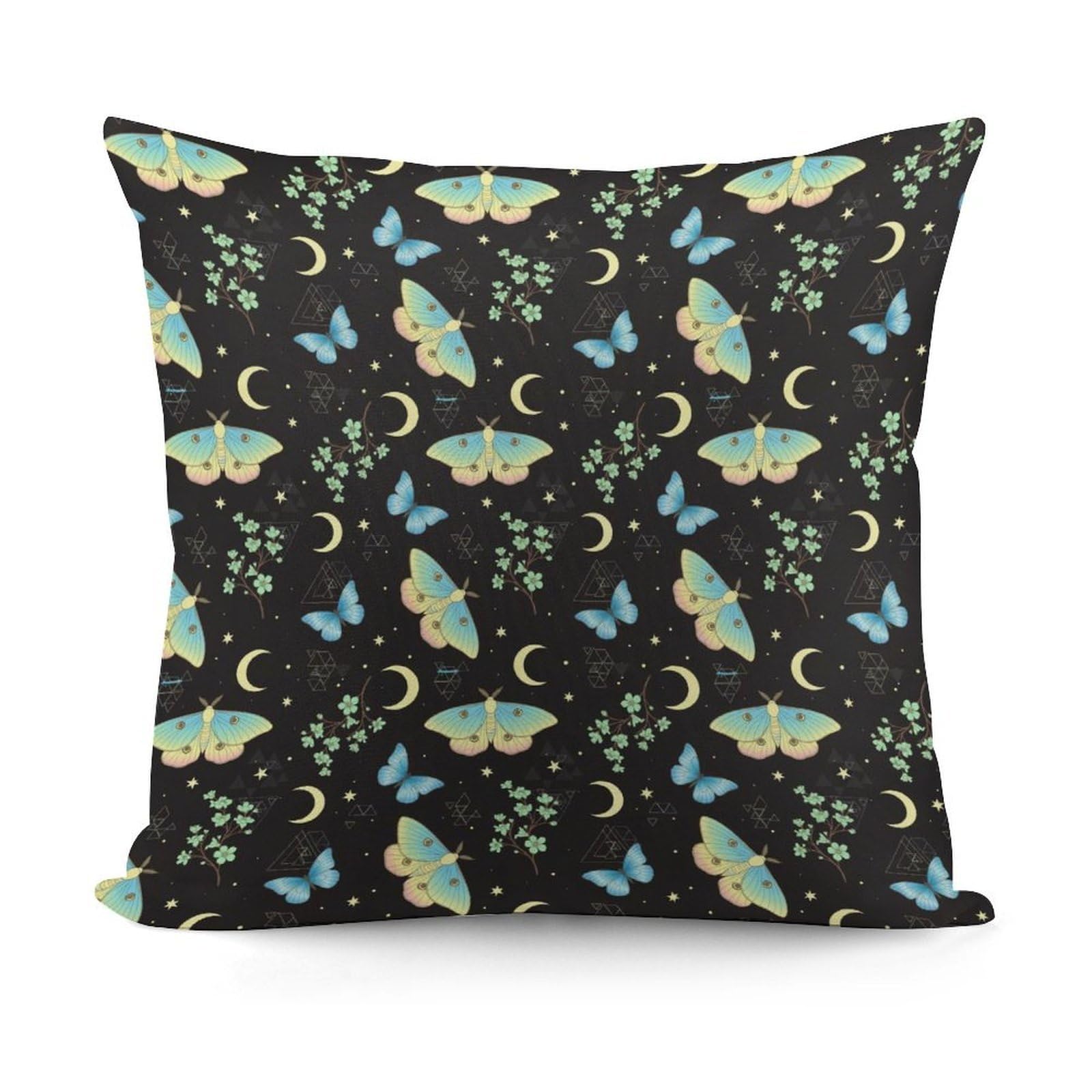 Smazdfxx Picture(50) Plush Pillow Cover With Zipper For Living Room,Bedroom, Sofa Goth Moon Moth Butterfly Couch Cushion Decorative