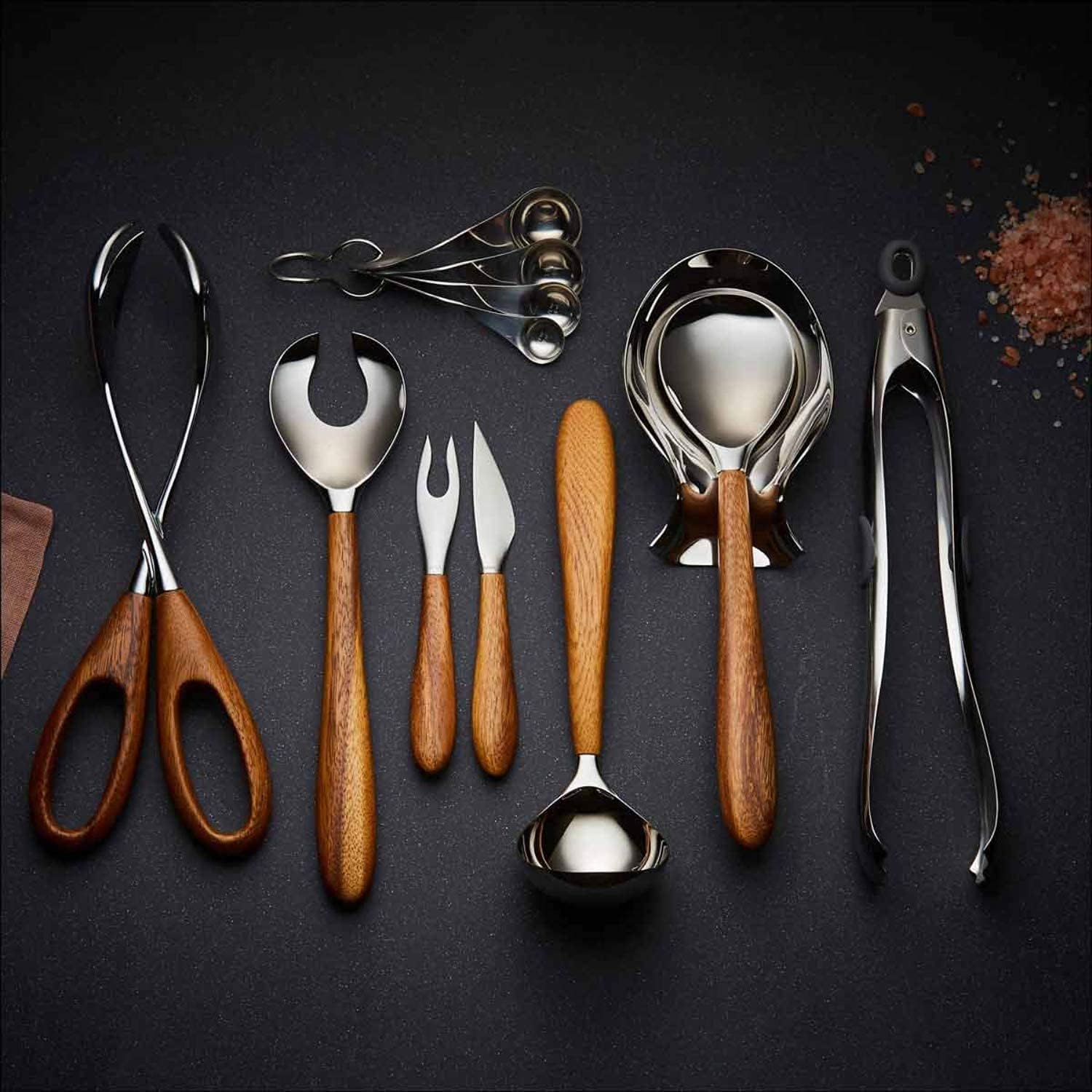 Nambe Curvo Stainless Steel and Acacia 12.5 x 3 inch Wood Ladle by Nambe