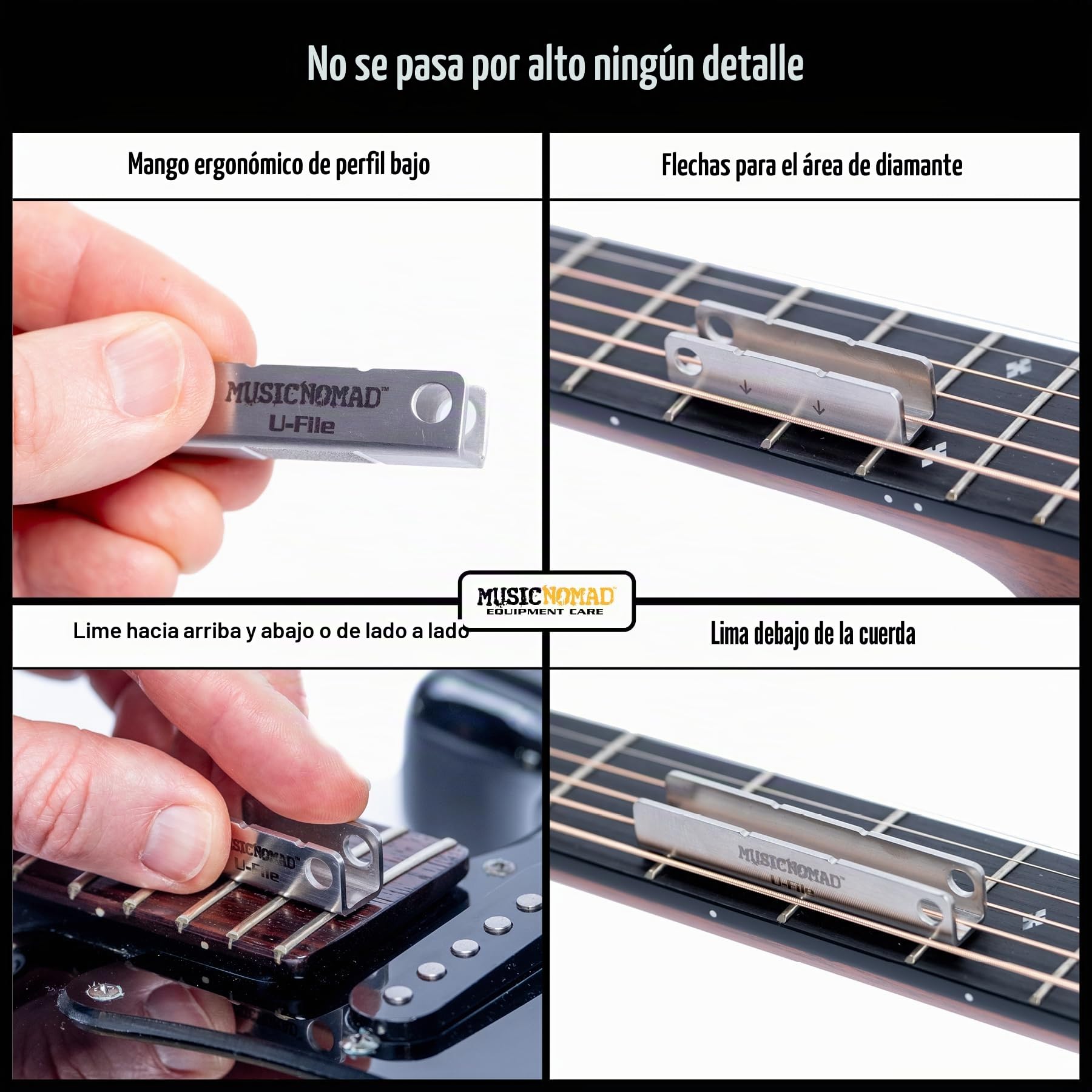 MusicNomad U-File MN813 - Nivelador de traste individual, paquete de 3