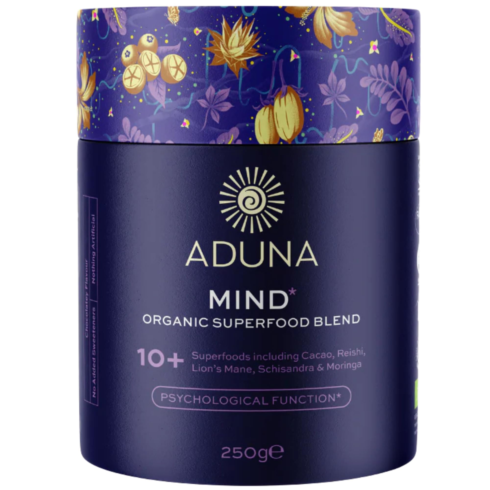 Aduna Organic Mind Superfood Blend | 100% Natural Stir-in Blend With 10+ Superfoods for Focus, Calm & Mental Clarity | Vegan Powder for Oats, Yoghurt, Shakes, Smoothies, Drinks & Baking | 250g