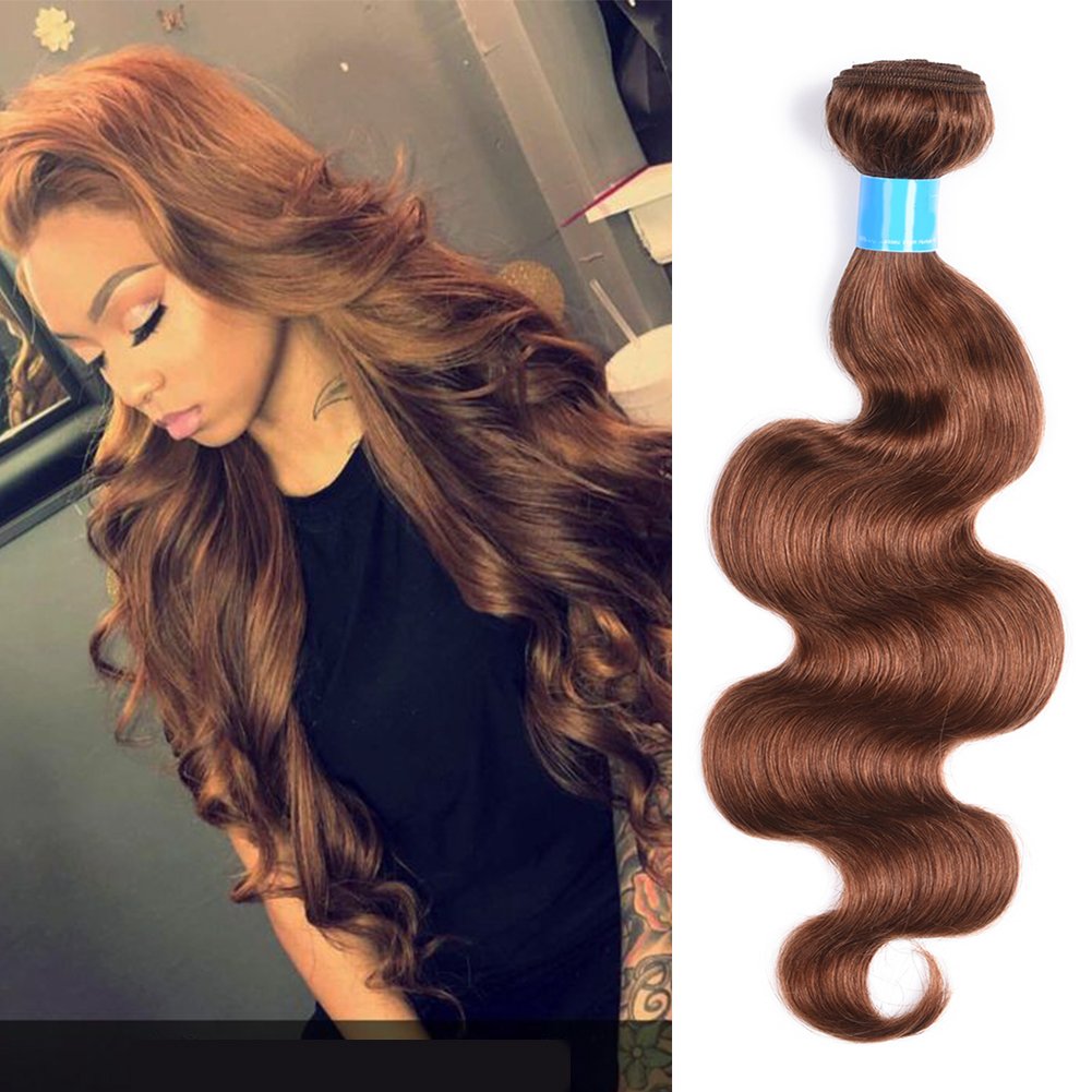 JulyQueen Brazilian Human Hair Bundles 1 Bundle Light Auburn 100% Unprocessed Virgin Brazilian Hair 