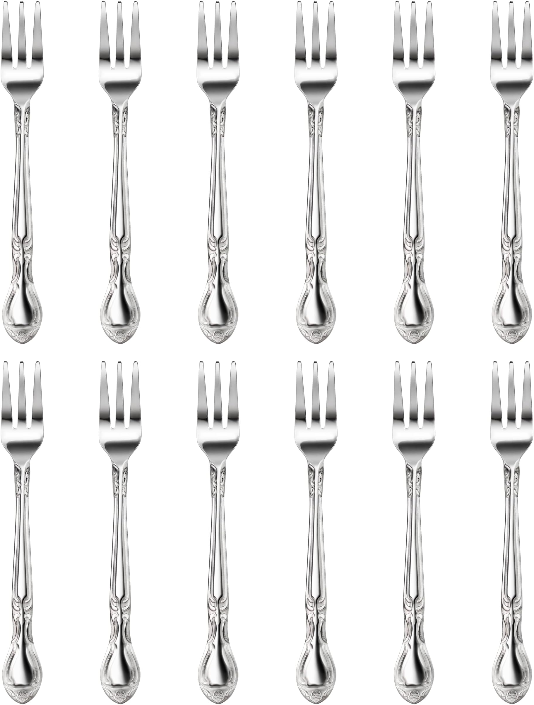New Star Foodservice 58680 Stainless Steel Rose Pattern Oyster Fork, 5.8-Inch, Set of 12…