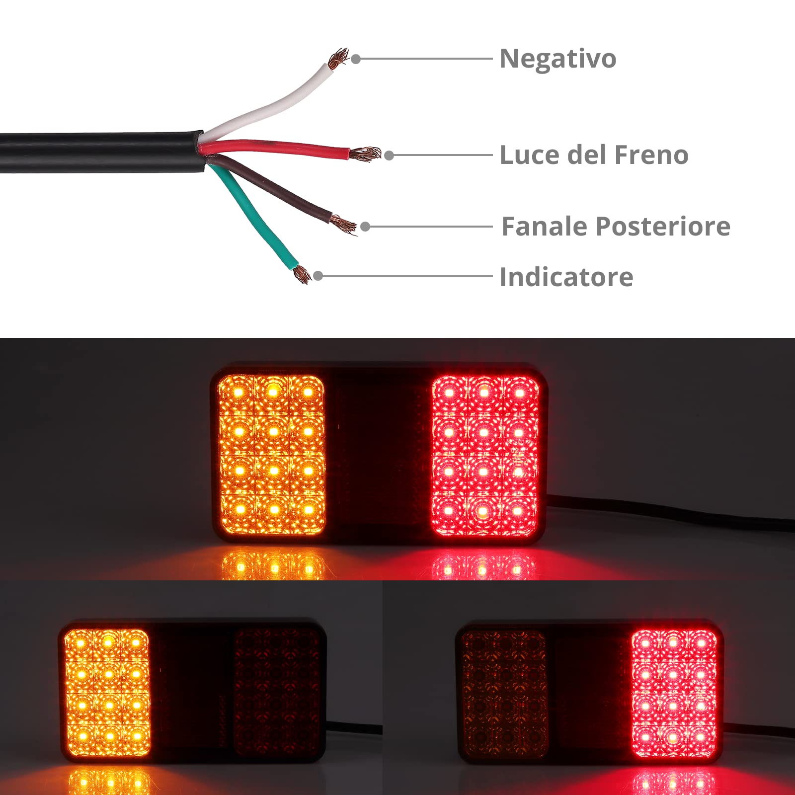 Justech 2PCS Fanali Posteriori Luci Posteriori a LED 2x18LED-12V Luci Posizione LED Indicatori di Parcheggio Impermeabile Universale per Veicolo Rimorchio Caravan Camion Trattore Autocarro-E mark