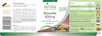 fairvital Frankincense Tablets Boswellia Serrata Extract 800 mg Daily Dose 360 Tablets (3 x 120) High Dose Indian Frankincense with Minimum 65% Boswellia Acids Vegan
