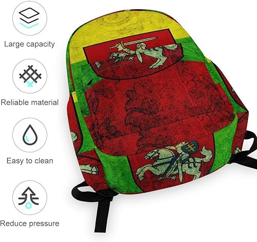 Miniatura 6 de Mochila de viaje con bandera lituana, ligera, de 16.5 pulgadas, para computadora portátil, mochila casual para hombres y mujeres