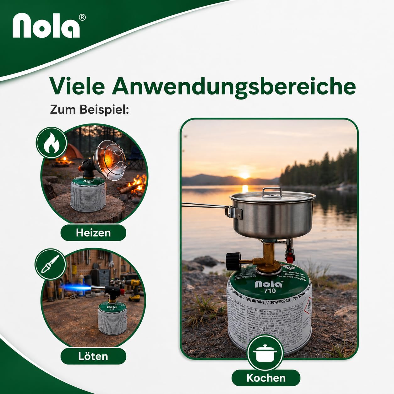 NOLA 8X 230g Gas Propan Butan Campinggas Schraubventil EN 417 Gaskartuschen - Gaskocher Lötbrenner Unkrautbrenner Camping Kartusche Schraubgaskartuschen Schraubventil Gaskartusche (8X 230g Kartusche)
