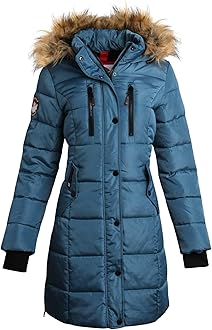CANADA WEATHER GEAR Womens Long Puffer Coat - Heavyweight Wind Water Resistant Faux Fur Hood Parka Winter Jackets for Women