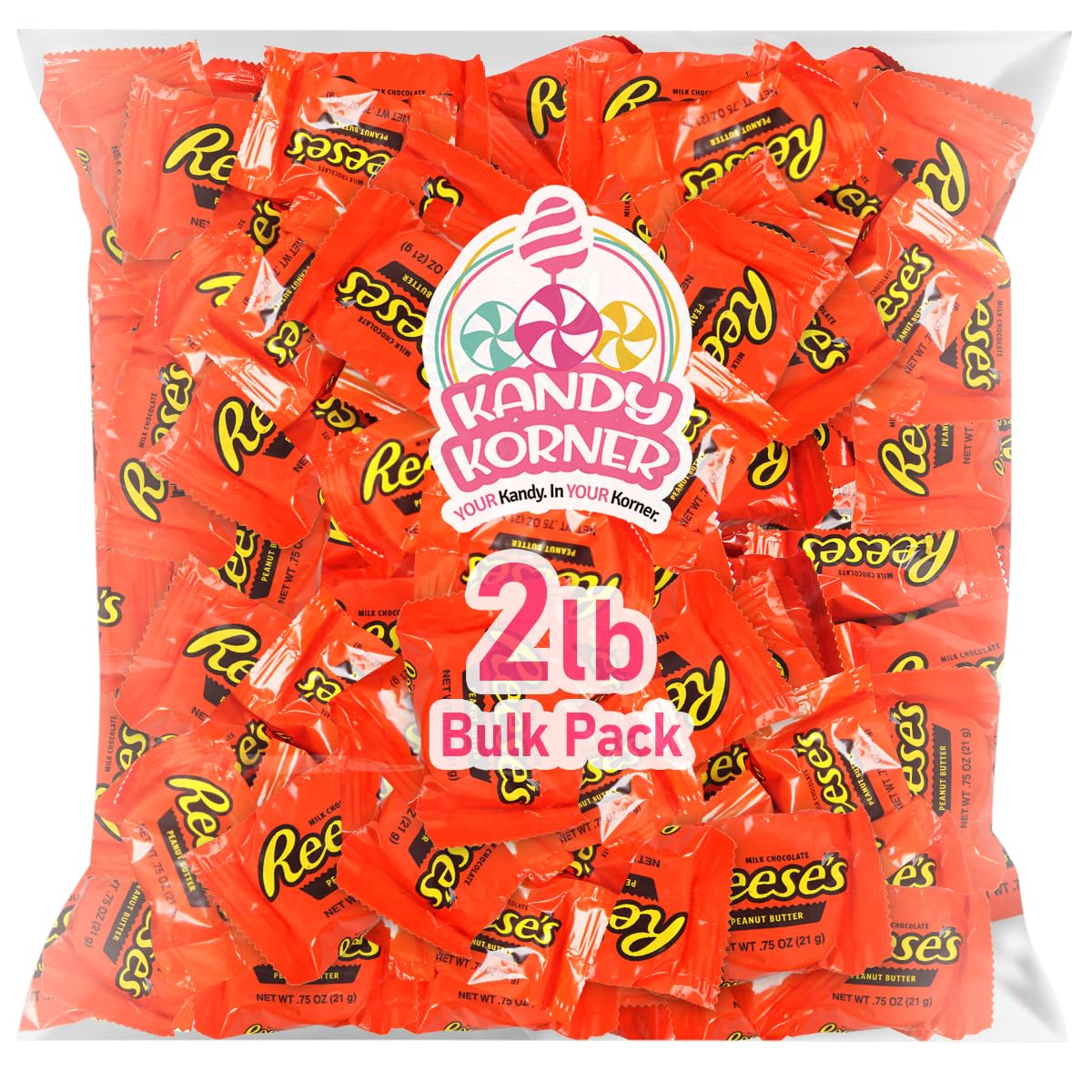 Milk Chocolate Peanut Butter Cups Party Favors Bulk - Individually Wrapped Snack-Size Cups - Melt-in-Your-Mouth Candy - 2 Lb