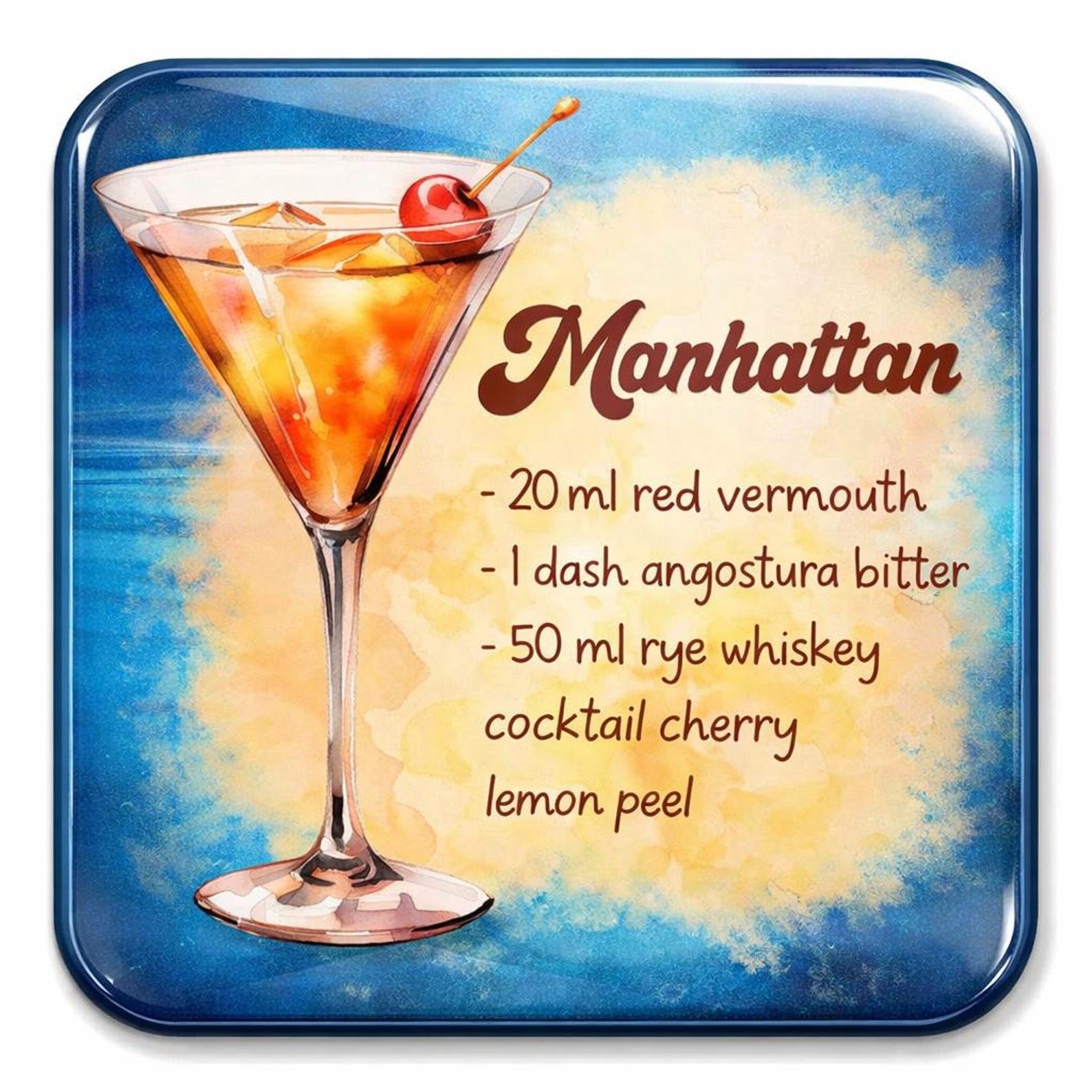 Half A Donkey Multicolor Manhatten Recipe Coaster