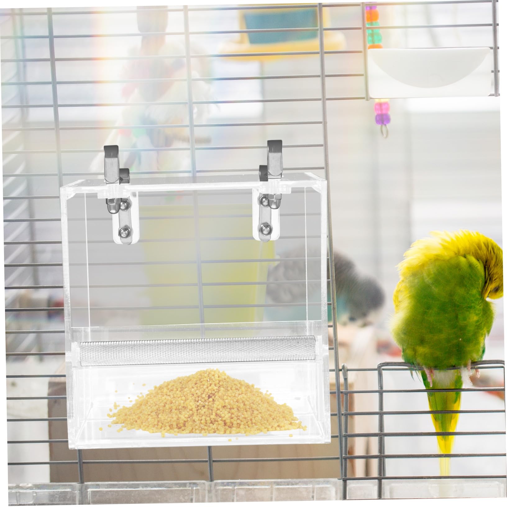 Comedero Automático para y Pájaros Pequeños Dispensador de Agua y Alimento Fácil de Instalar Diseño Colgante de Plástico Resistente para Jaulas S