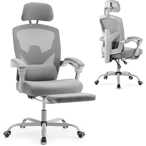 Ergonomic Office Chair, Reclining Office Chair Desk Chair with Foot Rest, High Back Computer Chair Mesh Home Office Desk Chairs with Wheels