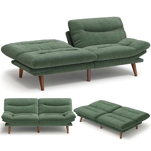 75″Futon Sofa Bed, 3-in-1 Futon Couch w/Adjustable Backrest & Armrests,