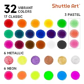 Shuttle Art Tempera Paint Sticks, 32 Colors Solid Tempera Paint for Kids, Super Quick Drying, No-Toxic, Works Great on Paper Wood Glass Ceramic Canvas