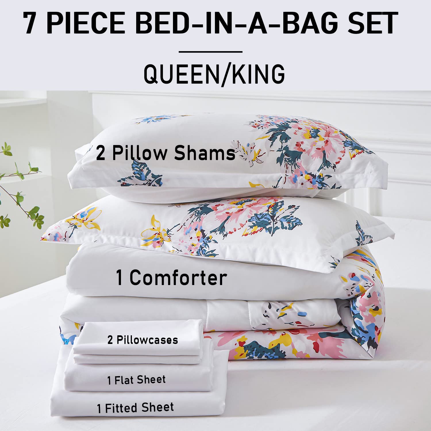 QXWD - Set di biancheria da letto matrimoniale con copripiumino e