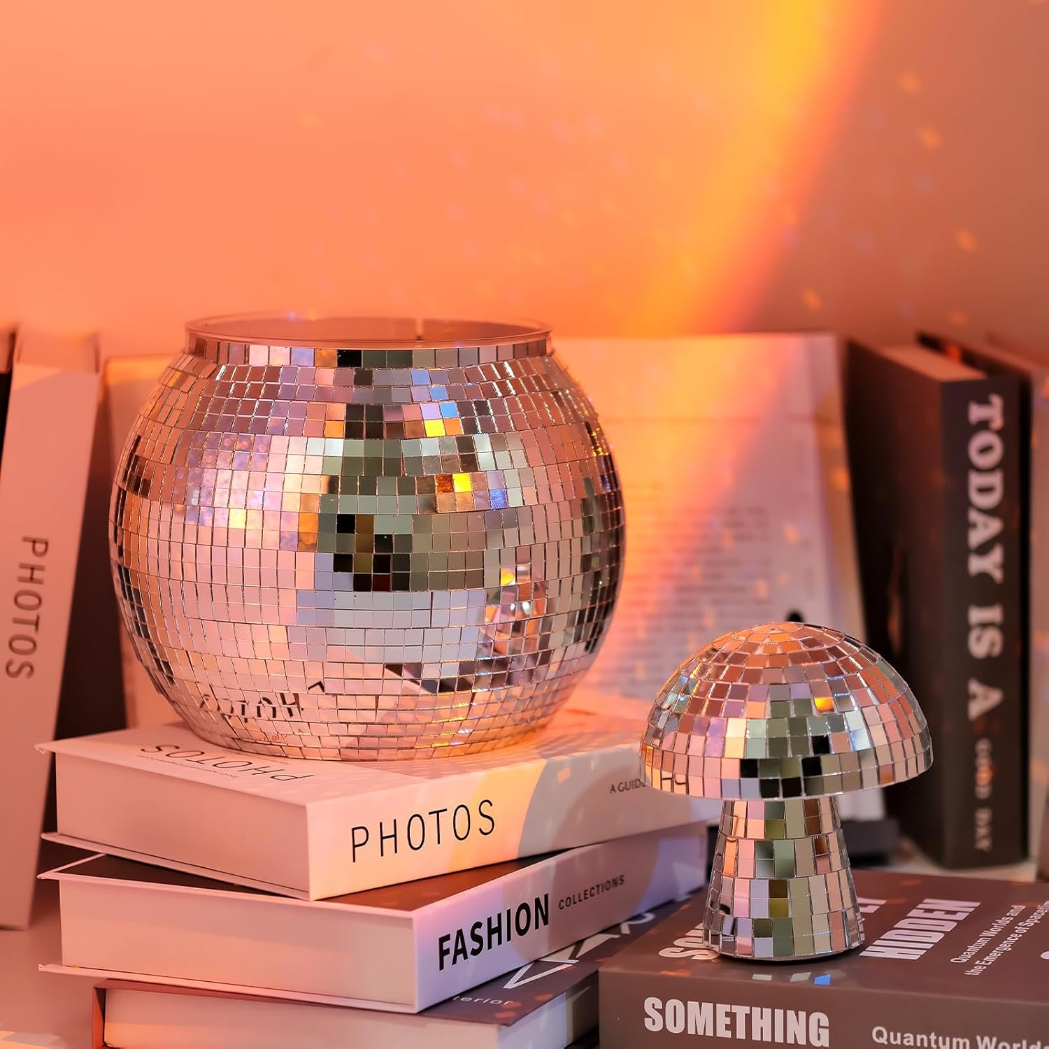 Disco Ice Bucket for Cocktail Bar, Mirror Silver Disco Ball Decor, Retro Party Accessories, 8.8 Inch Theme Party Decorations, Cooler for Wine Beer Champagne Ice Cold Drinks