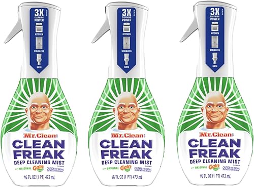 Mr. Clean Clean Freak - Spray de limpieza profunda para múltiples superficies con aroma original Gain, kit de iniciación de 16 onzas (paquete de 3)