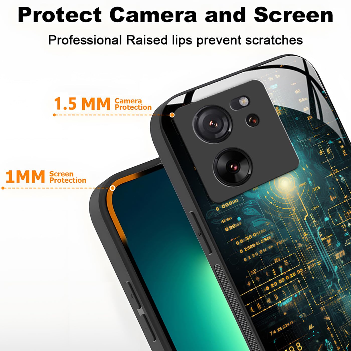 Custodia Per Xiaomi 13 – Retro In Vetro Temperato Con Motivi Astratti, Bordo TPU Antiurto, Protezione Rialzata, Design Unico