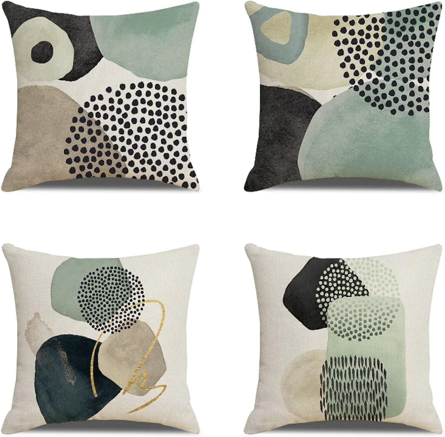 Cojines De Exterior 50cm X 50cm Juego De 4 Fundas De Cojín Blancas Cojines Abstractos De Jardín Cojines De Sofá De Lino Impermeables Almohadas De, Linen, 35 x 35 cm (Pack of 4)