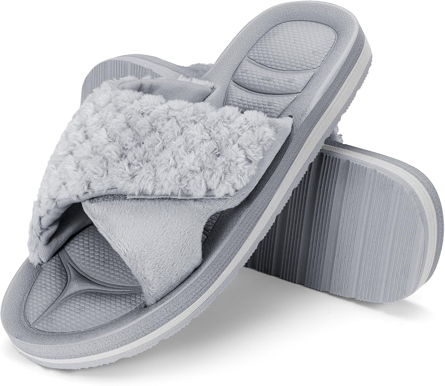 House Slippers for Women - Cozy Adjustable Open Toe Slides - Slip On Indoor Outdoor Non-slip Ladies House Shoes