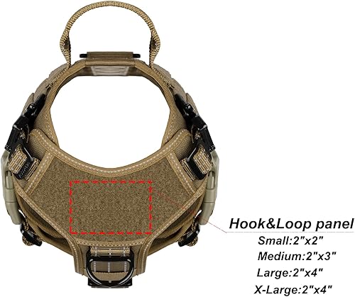 Miniatura 4 de ICEFANG - Arnés táctico para perros, 2 hebillas de metal, panel de velcro, chaleco para transportar carga, ligero y modular (MOLLE), para perro de