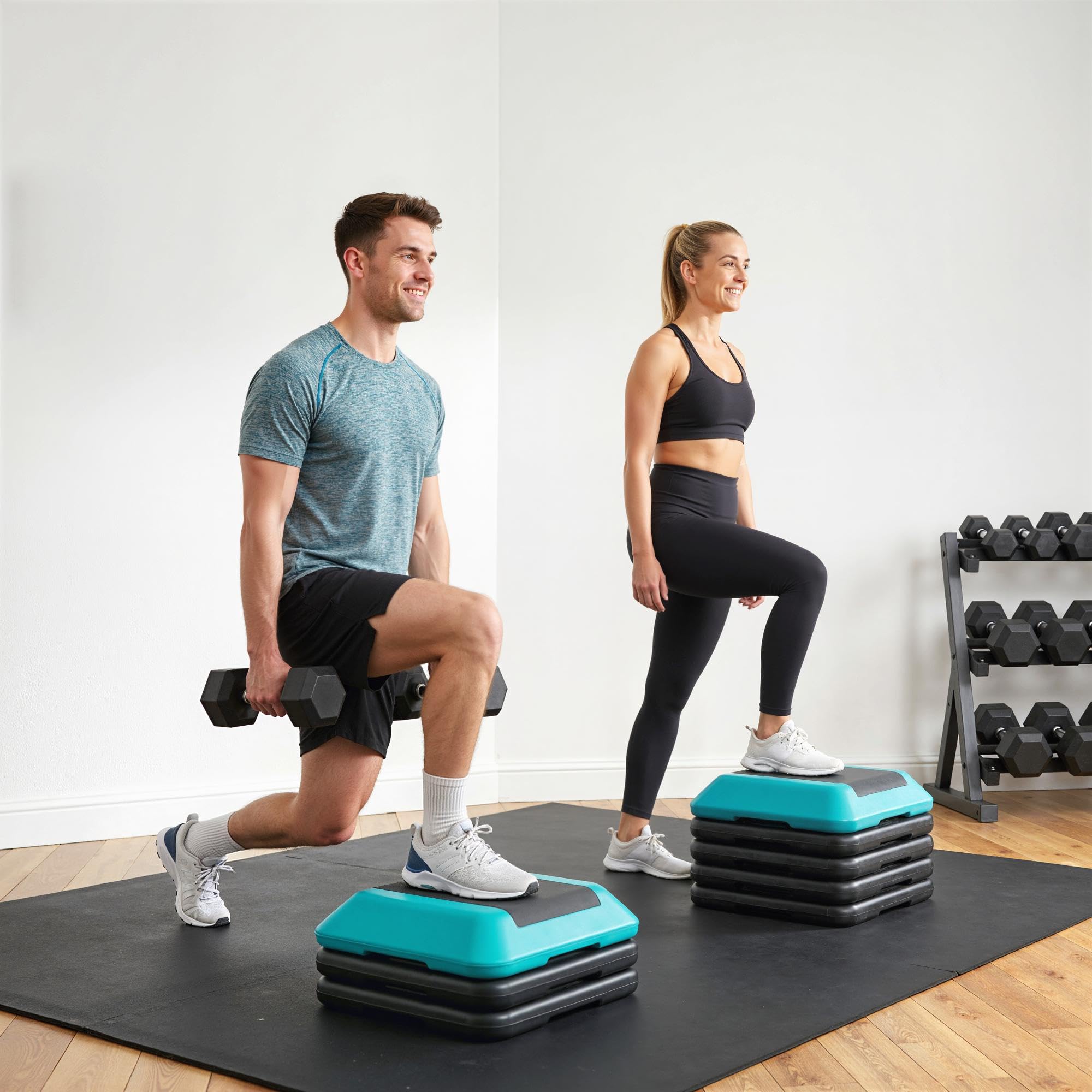 SPORTNOW Step Aerobic Step per Fitness Stepper Antiscivolo con Altezza Regolabile 10/15/20/25/30 cm Carico 150 kg per Allenamento a Casa Palestra Blu