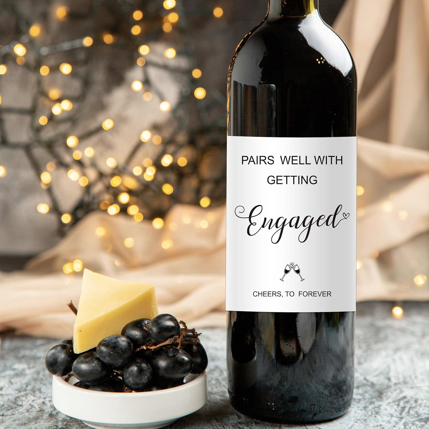 7 Pcs Engagement Wine Bottle Labels, Pairs Well with Getting Engaged Wine Bottle Labels, Newly Wed Gift Stickers, Engagement Party Decorations