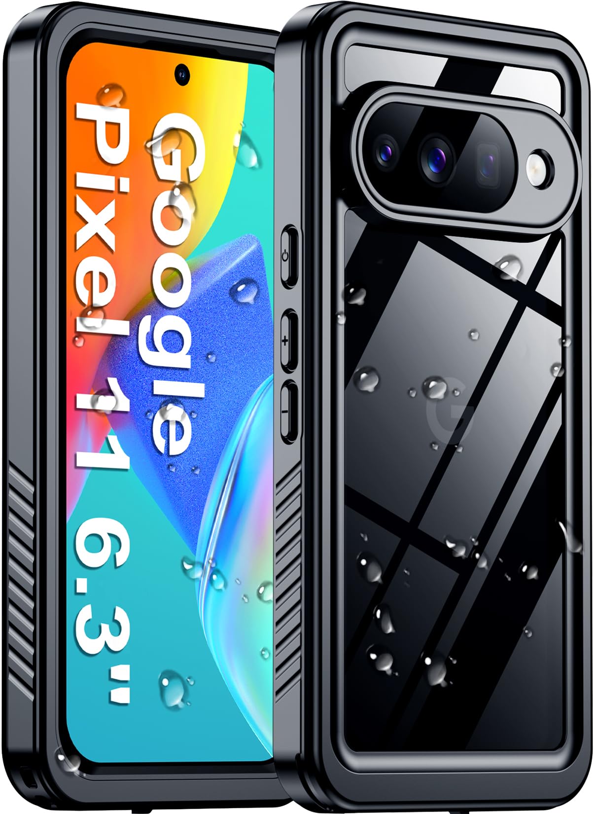 Temdan Designed for Google Pixel 11 Case Waterproof, Built-in Screen & Camera Protector IP68 Underwater Full Body Military Dropproof Shockproof Protective Case for Pixel 11 6.3" Black