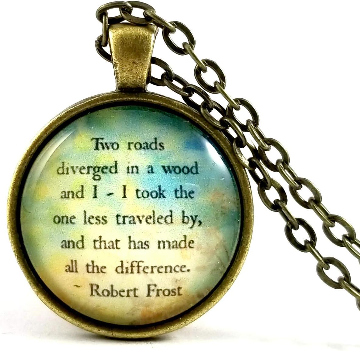 Robert Frost Quote The Road Less Traveled Two Roads Quote Necklace
