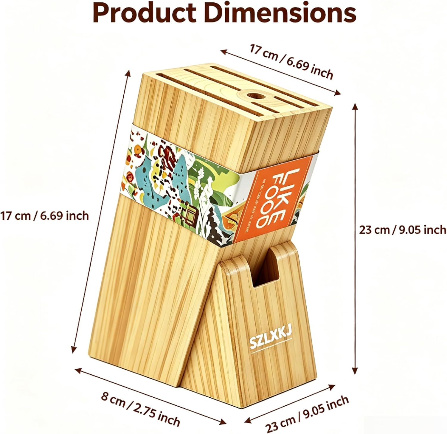 SZLXKJ wooden knife holder, multi-slot design to widen the knife kitchen knife holder, natural solid wood countertop cutlery holder, easy to clean, space-saving kitchen storage rack