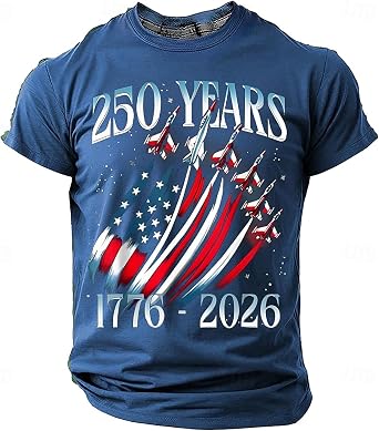Mens 250th Anniversary USA Shirt National Flag Print Short Sleeve Patriotic Graphic Tees 250 Years America Shirts
