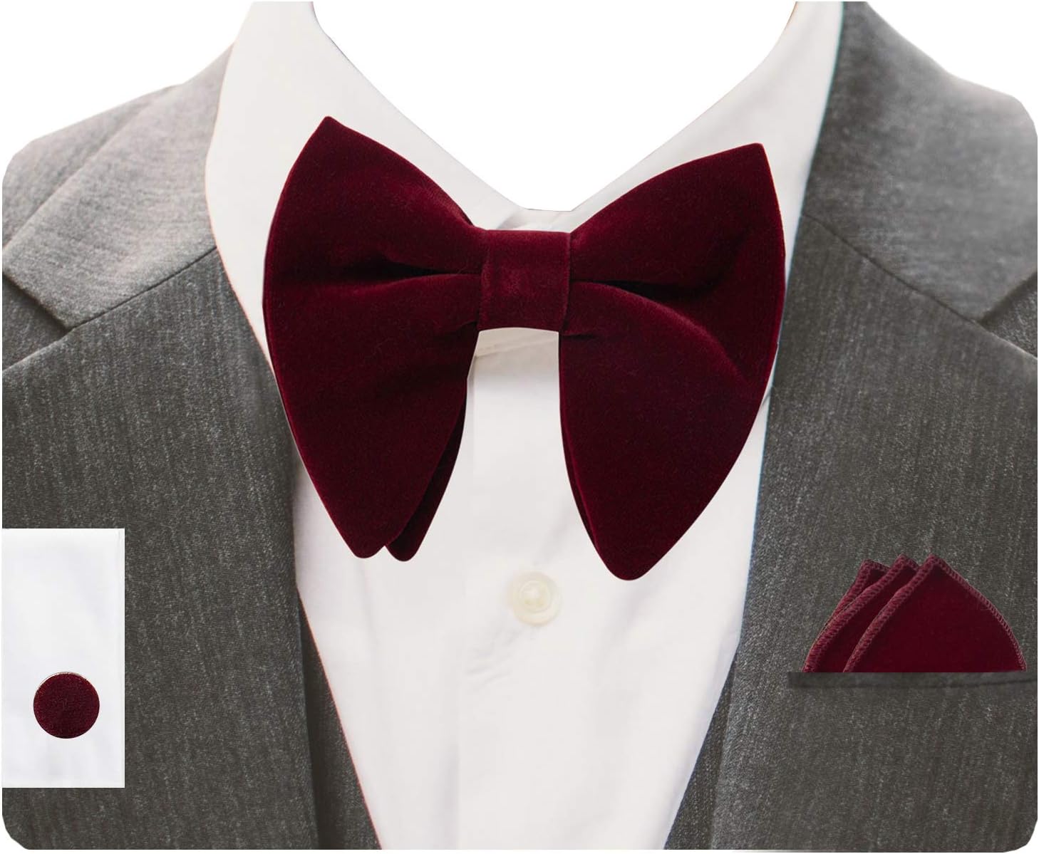 Corbata de moño y juego de bolsillo para hombre miniatura 1